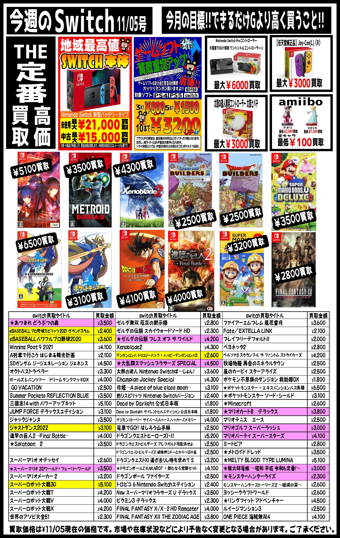 11/5☆〈Newゲームソフト〉チラシ更新しました！☆ | お宝中古市場 鶴岡店